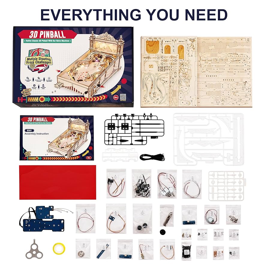 【未開封品】WodGod Machine-3D 木製パズル 恐竜 ピンボール 懐かしいピンボールマシンを自作！『つくるんです®』シリーズ